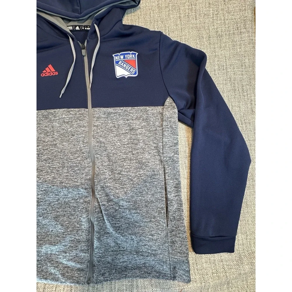 New York‎ Rangers Jackets Jacket Mens Medium Blue Full Zip Hoodie NHL Adidas